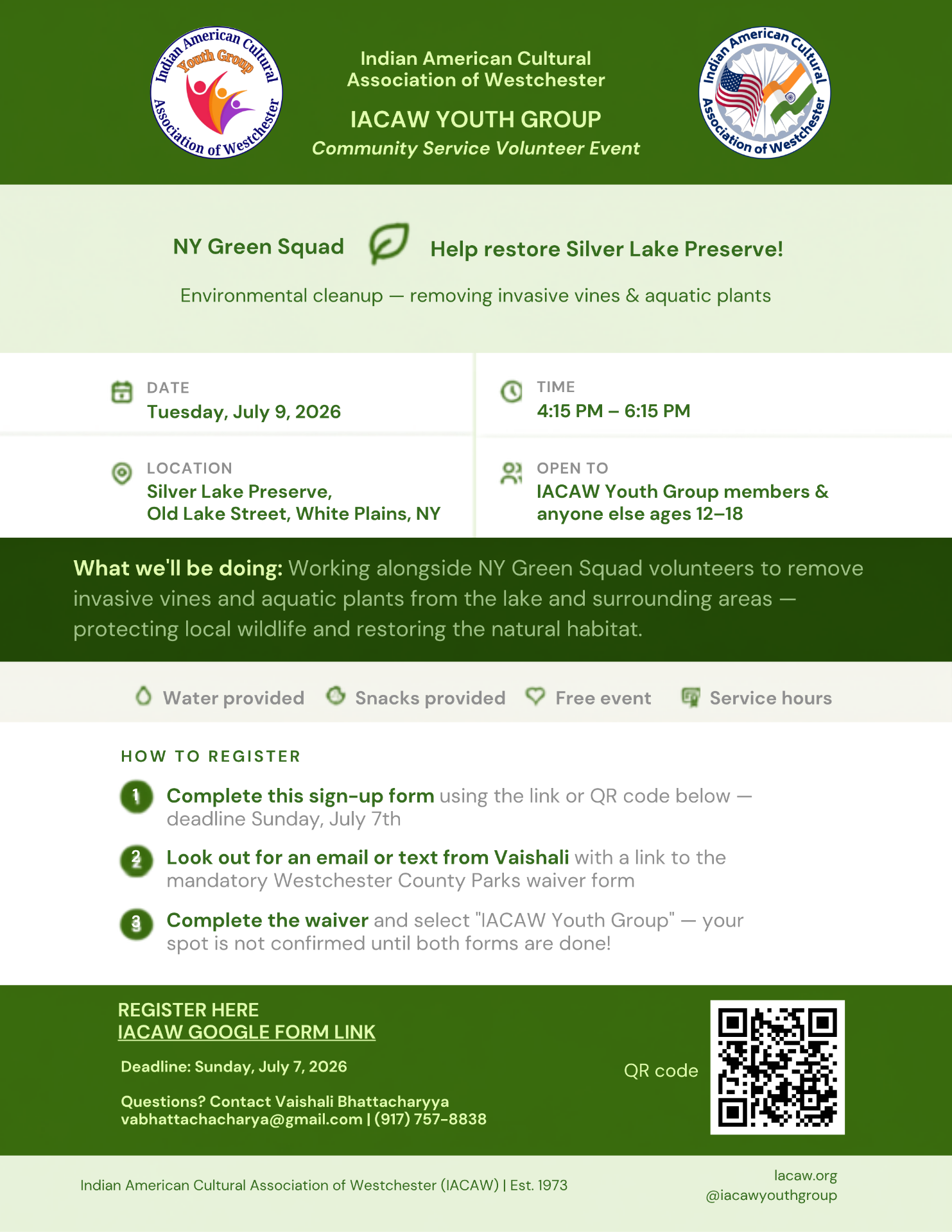 Silver Lake Preserve Cleanup flyer